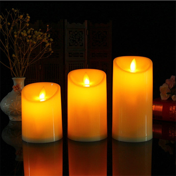 Set of 3 Amber Flameless Candles
